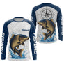 Polo Pêcheur Carpe Prénom - Personnalisé Bleu Et Blanc - Long Sleeves Homme