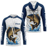 Polo Pêcheur Carpe Prénom - Personnalisé Bleu Et Blanc - Long Sleeves Hoodie Homme