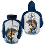 Polo Pêcheur Carpe Prénom - Personnalisé Bleu Et Blanc - Zippé Hoodie Homme