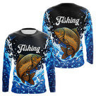 Polo Pêcheur Carpiste 3D - Bleu et Noir Spectaculaire - Long Sleeves Homme