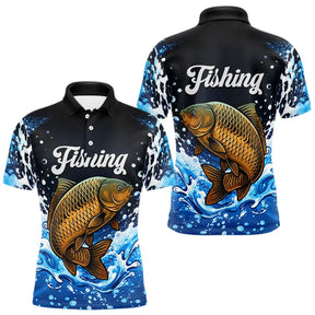 Polo Pêcheur Carpiste 3D - Bleu et Noir Spectaculaire - Polo Homme