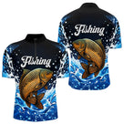 Polo Pêcheur Carpiste 3D - Bleu et Noir Spectaculaire - Polo Zippe Homme