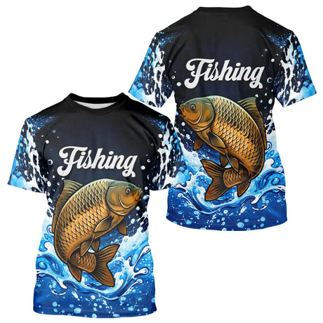Polo Pêcheur Carpiste 3D - Bleu et Noir Spectaculaire - T-Shirt Homme