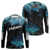 Polo Pêcheur Club Carpe - Motif Vagues Bleu Personnalisé - Long Sleeves Homme