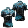 Polo Pêcheur Club Carpe - Motif Vagues Bleu Personnalisé - Polo Homme