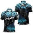 Polo Pêcheur Club Carpe - Motif Vagues Bleu Personnalisé - Polo Homme