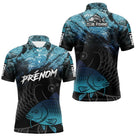 Polo Pêcheur Club Carpe - Motif Vagues Bleu Personnalisé - Polo Homme
