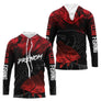 Polo Pêcheur Club Carpe - Motif Vagues Rouge Personnalisé - Long Sleeve Hoodie Homme