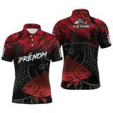 Polo Pêcheur Club Carpe - Motif Vagues Rouge Personnalisé - Polo Homme