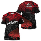Polo Pêcheur Club Carpe - Motif Vagues Rouge Personnalisé - T-Shirt Homme