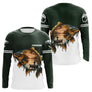 Polo Pêcheur En Barque Personnalisé - Vert Et Blanc - Long Sleeves Homme