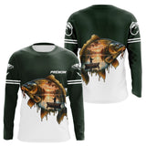 Polo Pêcheur En Barque Personnalisé - Vert Et Blanc - Long Sleeves Homme