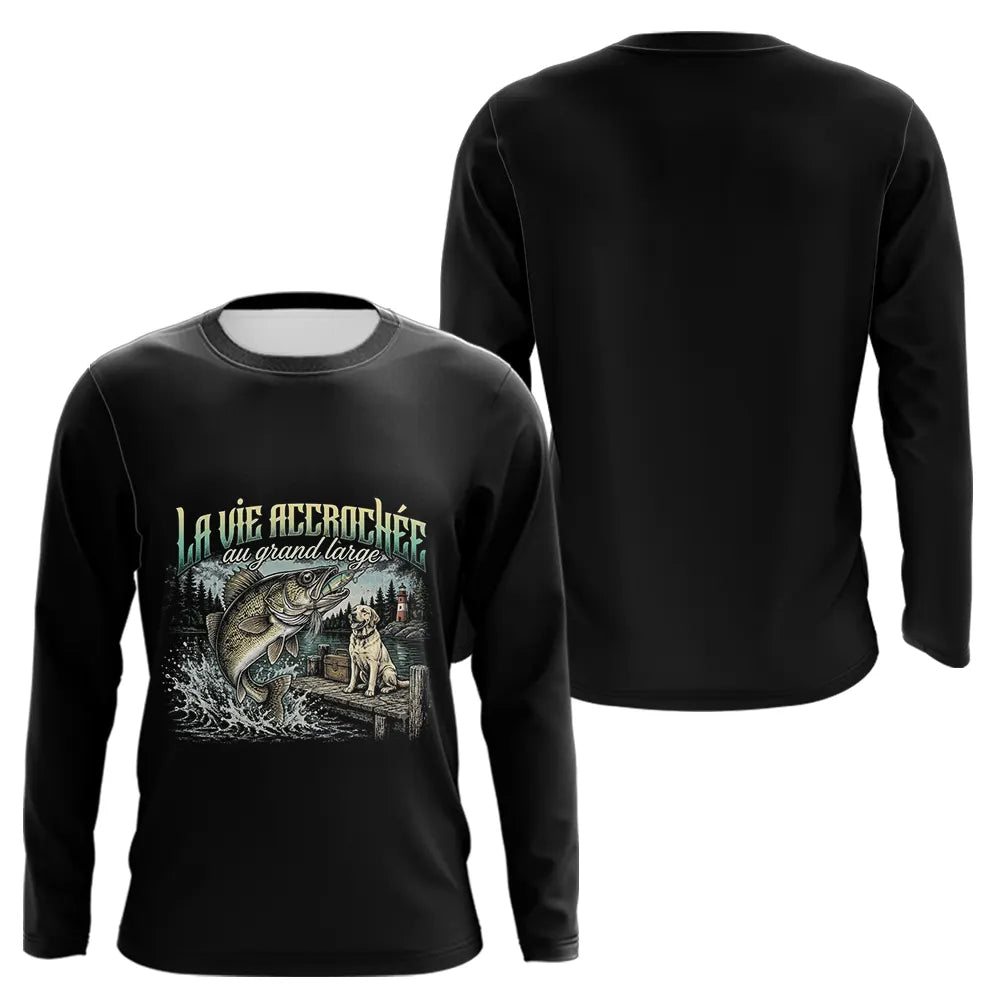 Polo Pêcheur Et Son Chien Noir - La Vie Accrochée - Long Sleeves Homme