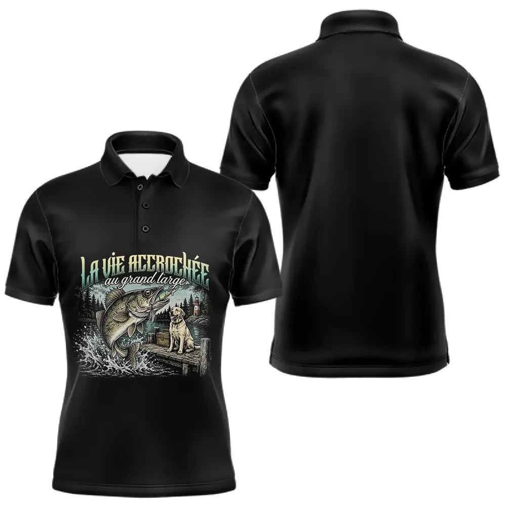 Polo Pêcheur Et Son Chien Noir - La Vie Accrochée - Polo Homme