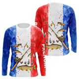 Polo Pêcheur Français Personnalisé Truite - Bleu Blanc Rouge - Long Sleeves Homme
