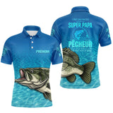 Polo Pêcheur Homme Personnalisé - Bleu Super Papa - Polo Homme