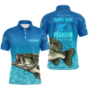 Polo Pêcheur Homme Personnalisé - Bleu Super Papa - Polo Homme