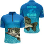 Polo Pêcheur Homme Personnalisé - Bleu Super Papa - Polo Zippé Homme