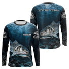 Polo Pêcheur Le Bar Personnalisé - Bleu Mer 3D - Long Sleeves Homme