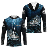 Polo Pêcheur Le Bar Personnalisé - Bleu Mer 3D - Long Sleeves Hoodie Homme