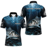Polo Pêcheur Le Bar Personnalisé - Bleu Mer 3D - Polo Homme