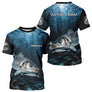 Polo Pêcheur Le Bar Personnalisé - Bleu Mer 3D - T-Shirt Homme