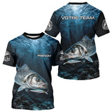Polo Pêcheur Le Bar Personnalisé - Bleu Mer 3D - T-Shirt Homme