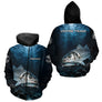 Polo Pêcheur Le Bar Personnalisé - Bleu Mer 3D - Zippé Hoodie Homme