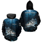 Polo Pêcheur Le Bar Personnalisé - Bleu Mer 3D - Zippé Hoodie Homme