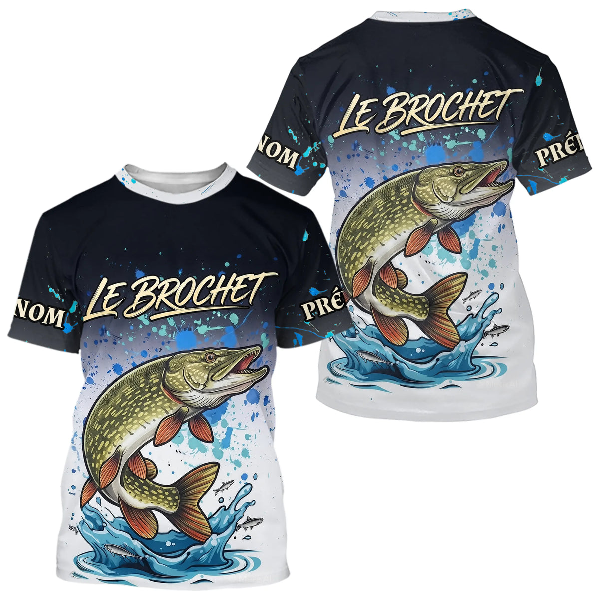 Polo Pêcheur Le Brochet Personnalisé - Style Noir & Blanc - T-Shirt Homme