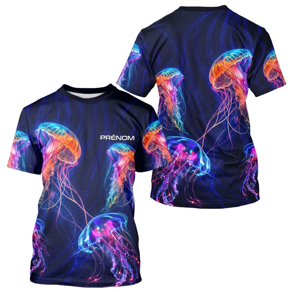 Polo Pêcheur Méduse - Fluo Bleu Néon Personnalisable -T-Shirt Homme
