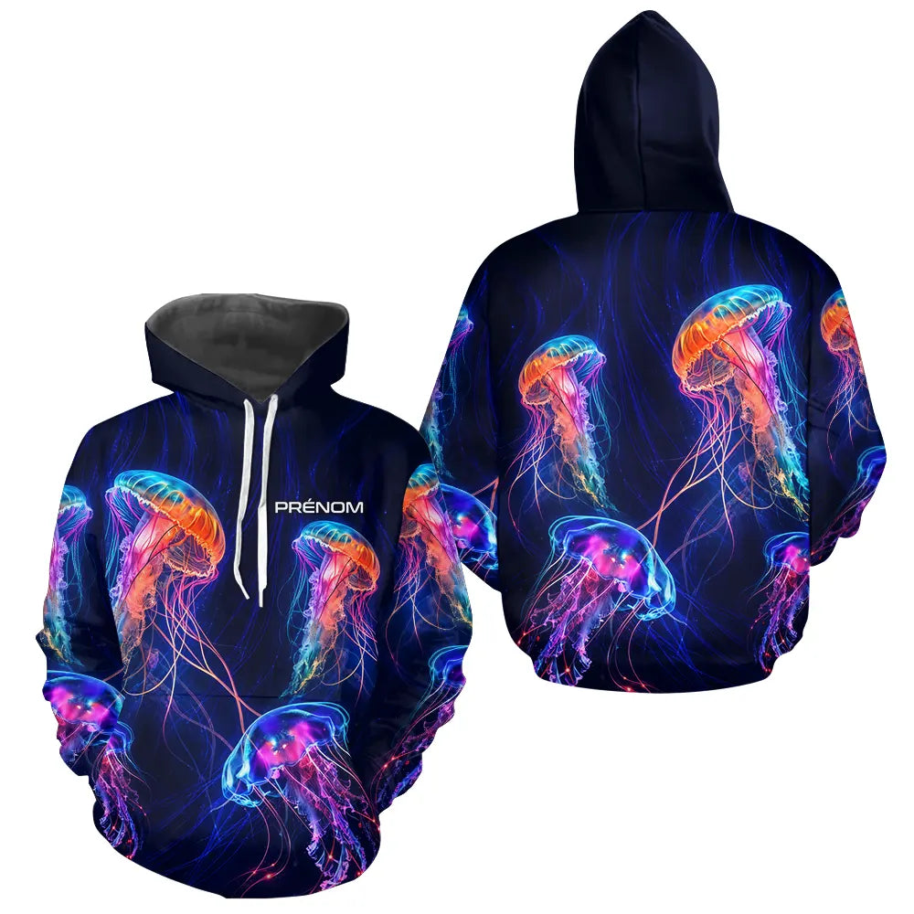 Polo Pêcheur Méduse - Fluo Bleu Néon Personnalisable - Hoodie Homme