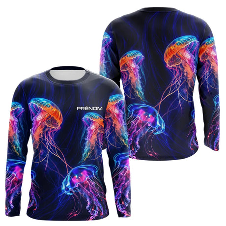 Polo Pêcheur Méduse - Fluo Bleu Néon Personnalisable - Long Sleeves Homme