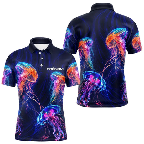 Polo Pêcheur Méduse - Fluo Bleu Néon Personnalisable - Polo Homme