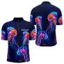 Polo Pêcheur Méduse - Fluo Bleu Néon Personnalisable - Polo Zippé Homme