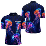 Polo Pêcheur Méduse - Fluo Bleu Néon Personnalisable - Polo Zippé Homme
