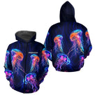 Polo Pêcheur Méduse - Fluo Bleu Néon Personnalisable - Zippé Hoodie Homme