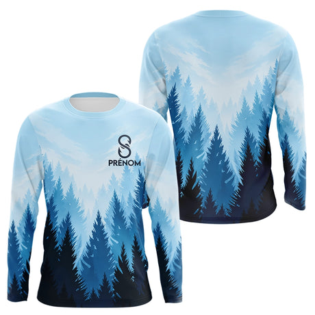 Polo Pêcheur Passionné Bleu Forêt - Personnalisé Avec Prénom - Long Sleeves Homme