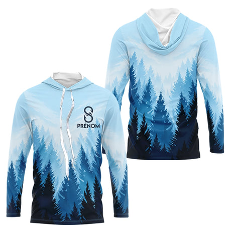 Polo Pêcheur Passionné Bleu Forêt - Personnalisé Avec Prénom - Long Sleeves Hoodie Homme