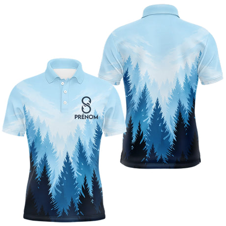 Polo Pêcheur Passionné Bleu Forêt - Personnalisé Avec Prénom - Polo Homme