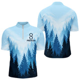 Polo Pêcheur Passionné Bleu Forêt - Personnalisé Avec Prénom - Polo Zippe Homme