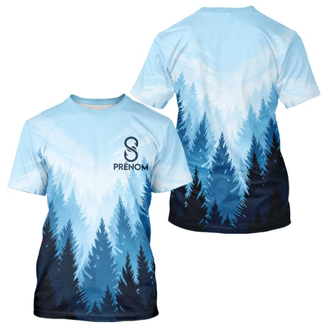 Polo Pêcheur Passionné Bleu Forêt - Personnalisé Avec Prénom - T-Shirt Homme