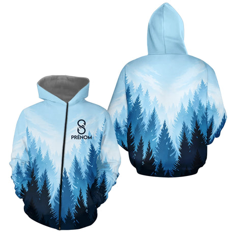 Polo Pêcheur Passionné Bleu Forêt - Personnalisé Avec Prénom - Zippe Hoodie Homme