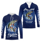 Polo Pêcheur Passionné Personnalisé Bleu - Design Brochets - Long Sleeves Hoodie Homme
