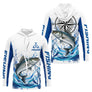 Polo Pêcheur Personnalisé Blanc & Bleu - Motif Bar & Boussole - Long Sleeves Hoodie Homme