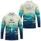 Polo Pêcheur Personnalisé Bleu - Turquoise Drapeau France - Long Sleeves Hoodie Homme