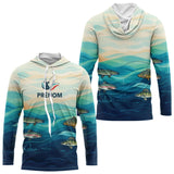 Polo Pêcheur Personnalisé Bleu - Turquoise Drapeau France - Long Sleeves Hoodie Homme