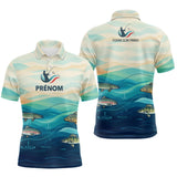 Polo Pêcheur Personnalisé Bleu - Turquoise Drapeau France - Polo Homme