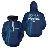 Polo Pêcheur Personnalisé Bleu Marine - Monsieur Pêcheur- Hoodie Homme