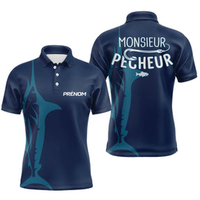 Polo Pêcheur Personnalisé Bleu Marine - Monsieur Pêcheur - Polo Homme